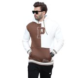 Madmext Ekru Renk Bloklu Kapüşonlu Baskılı Erkek Sweatshirt 7078,Ekru L