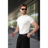 Madmext Ekru Slim Fit Hakim Yaka Triko Erkek Tişört E7189