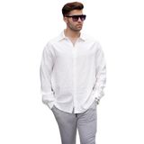 Madmext Ekru Uzun Kollu Oversize Erkek Gömlek 6733,Ekru L