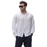 Madmext Ekru Uzun Kollu Oversize Erkek Gömlek 6735,Ekru M