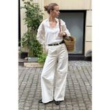 Madmext Ekru Yüksek Bel Wide Leg Kadın Jean MG2880