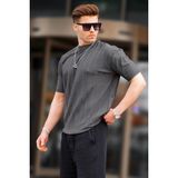 Madmext Erkek Antrasit Triko Tişört 5684 - 2XL