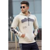 Madmext Erkek Baskılı Sweatshirt, Bej, S Beden