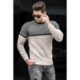 Madmext Erkek Bej Bloklu Bisiklet Yaka Kazak – %70 Yün %30 Pamuk, Regular Fit Rahat Kesim, Günlük Şık Stil