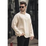 Madmext Erkek Bej Müslin Uzun Kollu Gömlek 6742 - 2XL