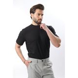 Madmext Erkek Bisiklet Yaka, Kısa Kollu, Dokulu Çizgili T-shirt, Siyah, 2XL