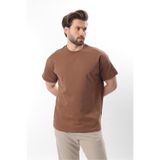 Madmext Erkek Bisiklet Yaka, Kısa Kollu T-shirt, Kahverengi, L Beden
