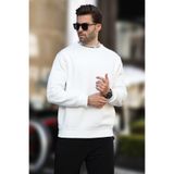 Madmext Erkek Bisiklet Yaka Sweatshirt, Ekru, XL