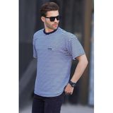 Madmext Erkek Bisiklet Yaka T-shirt, Çizgili Kısa Kollu, Lacivert, XL