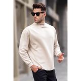 Madmext Erkek Boğazlı Sweatshirt, Regular Fit, Bej, L Beden