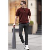 Madmext Erkek Bordo Triko Tişört 5684 - XL