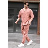 Madmext Erkek Camel Gömlek-Pantolon Takımı 5936,Camel M