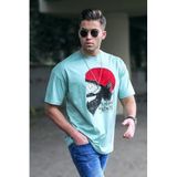 Madmext Erkek Desenli Çağla Yeşili Tişört, Regular Kalıp, Bisiklet Yaka, Polyester, Baskılı, S Beden