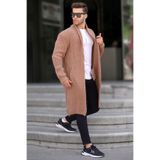 Madmext Erkek Dik Yaka, Uzun Kollu, Cepli Triko Hırka, Kahverengi