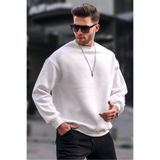 Madmext Erkek Ekru Bisiklet Yaka Oversize Basic Sweatshirt
