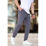 Madmext Erkek Eşofman Altı, Yandan Şeritli Baskılı, Paçası Lastikli, Gri, XL