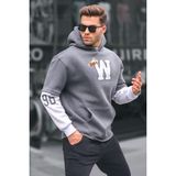 Madmext Erkek Füme Nakışlı Kapüşonlu Sweatshirt %65 Cotton %35 Polyester Regular Fit
