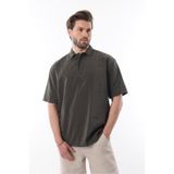 Madmext Erkek Haki Oversize Kısa Kollu Gömlek, S Beden
