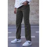 Madmext Erkek Haki Straight Fit Jean Pantolon, Normal Bel,%100 Pamuk