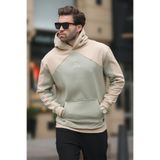 Madmext Erkek Kapüşonlu Cep Detaylı Sweatshirt, Bej, L Beden