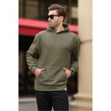 Madmext Erkek Kapüşonlu Cep Detaylı Sweatshirt, Haki, M Beden