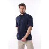 Madmext Erkek Lacivert Oversize Kısa Kollu Gömlek, XL