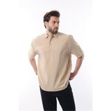 Madmext Erkek Oversize Kısa Kollu Gömlek, Bej, S Beden