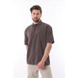 Madmext Erkek Oversize Kısa Kollu Gömlek, Füme Gri, M Beden