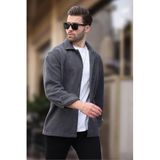 Madmext Erkek Polar Gömlek, Uzun Kollu, Düğmeli, Gri, 2XL