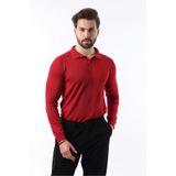 Madmext Erkek Polo Yaka, Dokulu, Uzun Kollu Kazak, Kırmızı