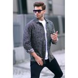 Madmext Erkek Regular Fit Desenli Gömlek, Gri, XL