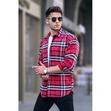 Madmext Erkek Regular Fit Oduncu Gömlek, Uzun Kollu, Kırmızı Ekoseli, L Beden
