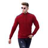 Madmext Erkek Regular Fit Polo Yaka Sweatshirt, Bordo, M Beden