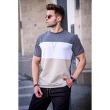 Madmext Erkek Renk Bloklu Füme Tişört M Bisiklet Yaka Pamuklu Konforlu Stil