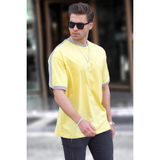Madmext Erkek Sarı Oversize Şerit Detaylı Basic Tişört 7023 - 2XL