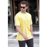 Madmext Erkek Sarı Oversize Şerit Detaylı Basic Tişört 7023