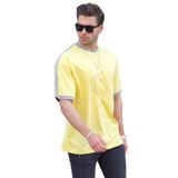 Madmext Erkek Sarı Oversize Şerit Detaylı Basic Tişört 7023,Sarı M