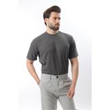 Madmext Erkek T-Shirt, Bisiklet Yaka, Dokulu Çizgili, Gri, L Beden