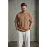 Madmext Erkek Vizon Oversize Fit Basic Tişört 6066 - L