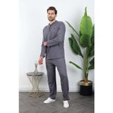 Madmext Füme %100 Pamuklu Düğmeli Yaka Erkek Pijama Takımı E7333