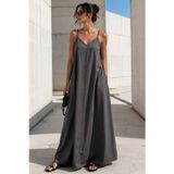 Madmext Füme Askılı Oversize Uzun Elbise MG2038