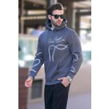 Madmext Füme Baskılı Kapşonlu Cep Detaylı Erkek Sweatshirt 7067