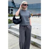 Madmext Füme Bisiklet Yaka Basic Kadın Tişört MG2075