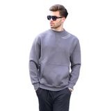 Madmext Füme Bisiklet Yaka Nakış Detaylı Cepli Erkek Sweatshirt 7049,Füme L