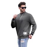 Madmext Füme Bisiklet Yaka Oversize Şardonlu Arma Detaylı Erkek Sweatshirt 7043,Füme M