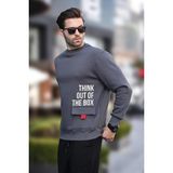 Madmext Füme Bisiklet Yaka Şardonlu Cep Detaylı Baskılı Erkek Sweatshirt 7061