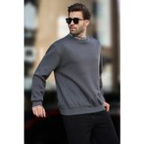 Madmext Füme Bisiklet Yaka Şardonlu Erkek Sweatshirt 7047