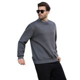Madmext Füme Bisiklet Yaka Şardonlu Erkek Sweatshirt 7047,Füme 2XL