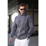 Madmext Füme Desenli Kapüşonlu Erkek Sweatshirt E7167