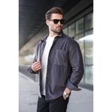 Madmext Füme Düğmeli Kadife Erkek Gömlek E6766 - 2XL